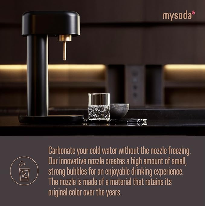Mysoda Ruby 2 Sparkling Water Maker - Soda Streaming Machine Silent Carbonated Water Machine Robust Long-Lasting Aluminium Soda Maker 1L Water Bottle Without CO2 Cylinder - Black Copper Soda Machine