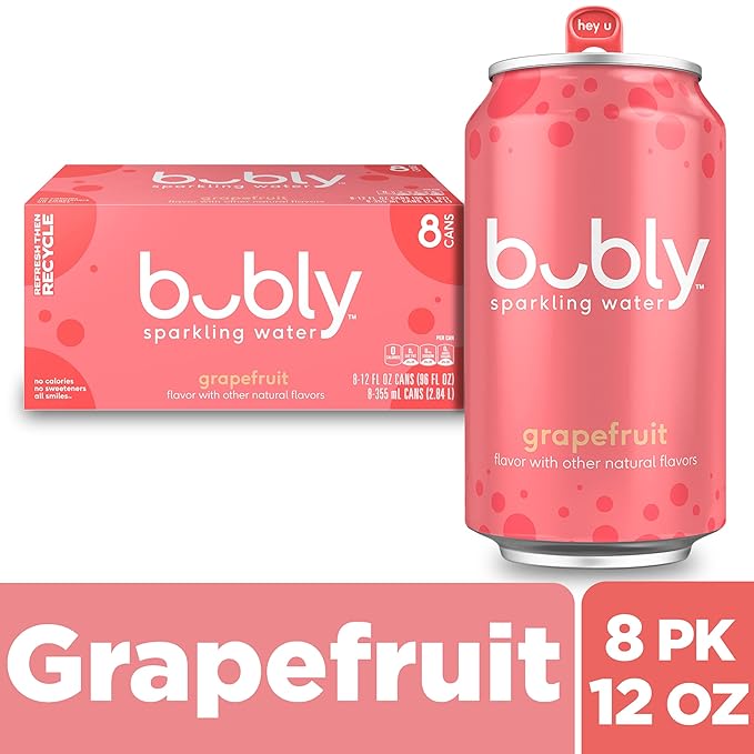 bubly Sparkling Water, Grapefruit, Zero Sugar & Zero Calories, Seltzer Water, 12 Fl Oz Cans (Pack of 8)