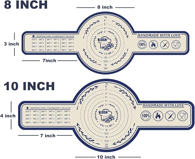 Large Silicone Bread Sling for Dutch Oven, 2 Pack (10" Round) – Non-Stick & 500°F Heat Resistant Sourdough Mat, Easy to Clean, Reusable Food-Grade Sourdough Sling – Fits 7 qt and up Dutch Ovens