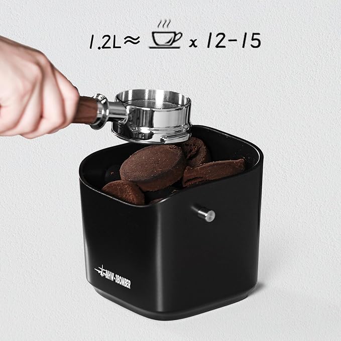 MHW-3BOMBER Espresso Knock Box, 1.2L(15 Cups) Coffee Knock Box with Clean Set and Removable Knock Bar for Espresso Puck, Coffee Ground, Durable Espresso Accessories, CS7091-OS