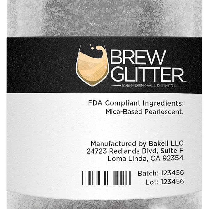 White BREW GLITTER Edible Glitter For Drinks, Cocktails, Beer, Garnish Glitter & Beverages | KOSHER & HALAL Certified | 100% Edible & Food Grade | Vegan, Gluten, Nut Free (50g, White)