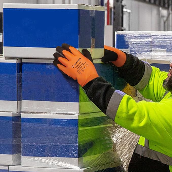 Schwer FreezeGuard Waterproof Work Gloves PM3302, ANSI A2 Cut Resistant Freezer Gloves for Outdoor Cold Weather Keep Hands Warm Below Zero, Waterproof Gloves for Shoveling Snow, Ice Fishing, M