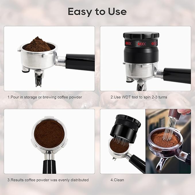WDT Tool Espresso Stirrer, 22 Needle Espresso Distribution Tool for 58mm Portafilters, Professional Espresso Distributor Coffee Powder Stirring Tool, Black