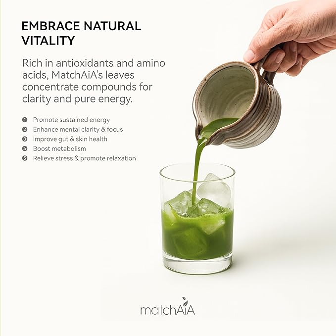 MatchAiA Organic Ceremonial Matcha Green Tea Powder - Superior Ceremonial Grade, First Spring Harvest, USDA Certified, 100% Pure - Sugar Free, Gluten Free (40g / 1.4oz Tin)