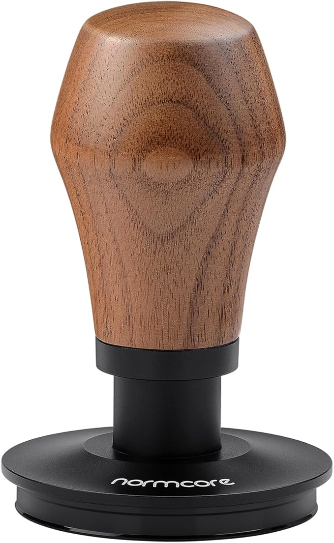 Normcore 51mm Espresso Coffee Tamper V4 - Spring Loaded Tamper With Titanium PVD Coating Ripple Base -15lb / 25lb / 30lbs Replacement Springs, Genuine American Walnut Handle