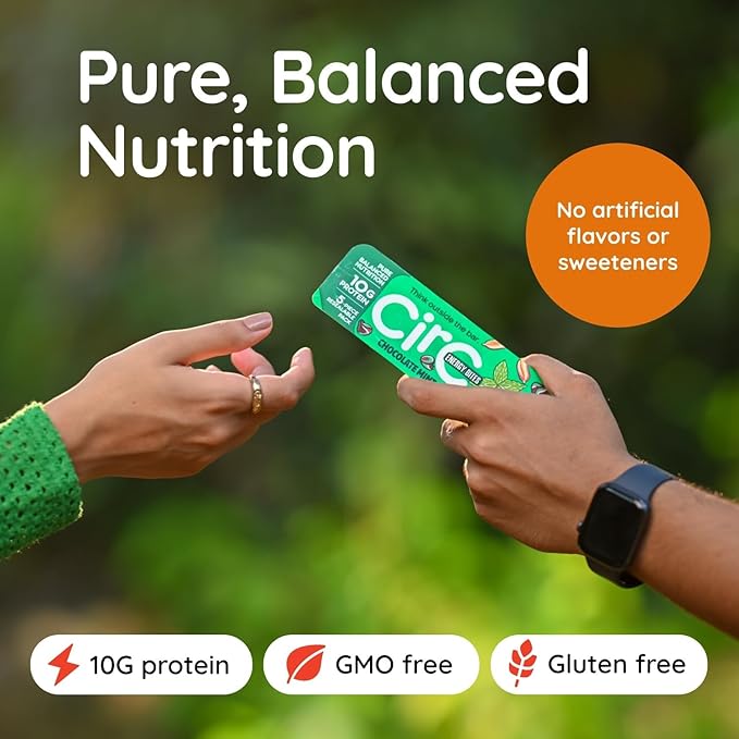 CirC Energy Bites - 6 Pack Peanut Chocolate Chip Gluten Free Protein Balls -10g Protein, Whole Grains, Nuts & Fruit - Portable Healthy Snacks for Adults & Kids, 5 Piece Resealable Packs