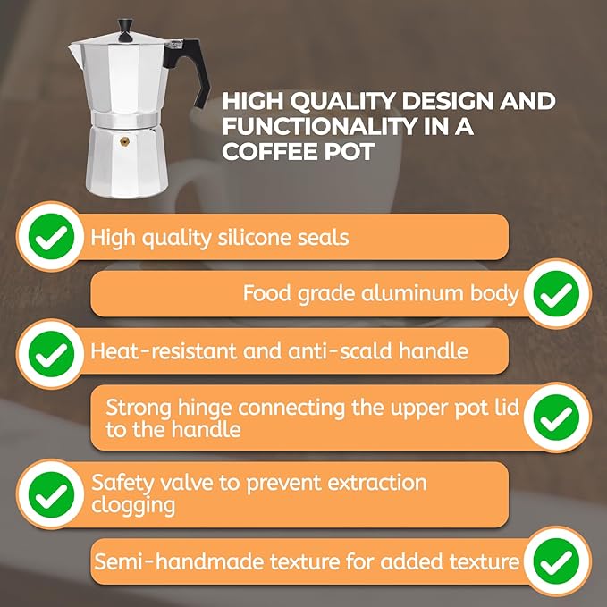 Aluminum Moka Pot Express Coffee Maker Stovetop Espresso Percolator Coffeemaker Italian Classic Style Brewing Greca Cafe Mocha Machine for Cafeteras Lover Camping Travel and Home Use (14 Cup)