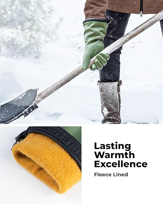 Waterproof Winter Gloves with Grip, Balaena Freezer Gloves for Light Duty Work & Outdoor Adventure, Hiking, Farming, Washing, Ice Fishing, Green, Large