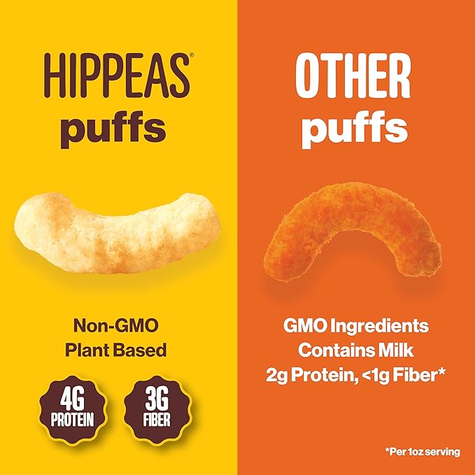Hippeas Chickpea Puffs, Churro, 0.75 Ounce (Pack of 18), 3g Protein, 2g Fiber, Vegan, Gluten-Free, Crunchy, Plant Protein Snacks