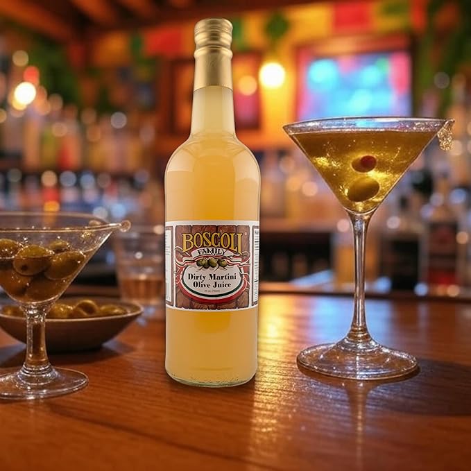 Boscoli Dirty Martini Olive Juice - 25 oz Bottle, Pack of 2, All Natural, Gluten-Free - Premium Cocktail Mixer for Martinis & Bloody Marys