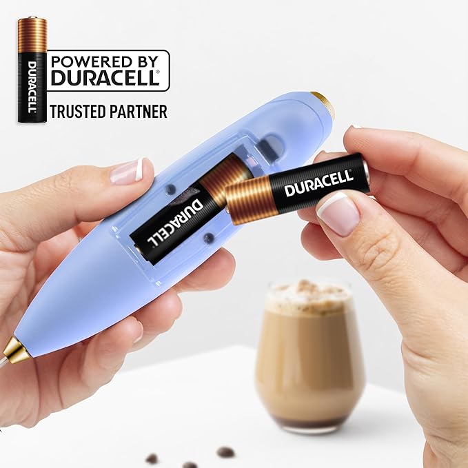 Zulay Kitchen Patented Tornado Triple Whisk Milk Frother with 4 Duracell Batteries – Handheld Foam Maker for Coffee, Lattes, Matcha & Hot Chocolate – Rich, Creamy Froth in Seconds
