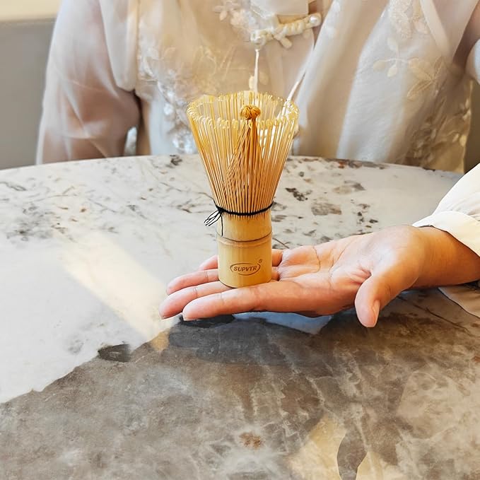 Matcha Whisk 120-Prong Bamboo Matcha Whisk Set for Matcha Powder - Authentic Traditional Japanese Chasen - Matcha Stirrer Wisk Mixer Brush for Ceremonial Tea Preparation
