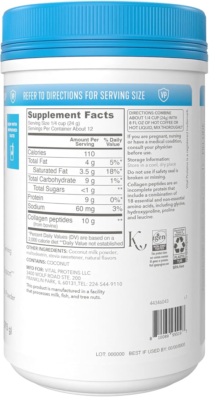 Vital Proteins Collagen Peptides Powder - Original Coffee Creamer for Hair, Skin & Nails Support, 10.3 Oz