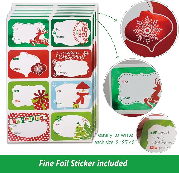 12 Extra Large Christmas Gift Wrap Boxes Bulk with Lids, 12 Tissue paper and 80 Foil Christmas Stickers for Wrapping Oversized Clothes (Robes, Sweater, Coat, Shirts) and Xmas Holiday Present