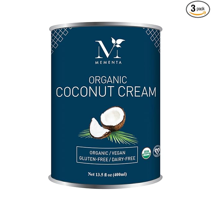 Mementa Inc Organic Coconut Cream 400 ml Can (Pack of 3) - Vegan, Dairy Alternative, Plant-Based | Coconut Milk, Condensed Milk Substitute | Certified Organic, Premium Quality