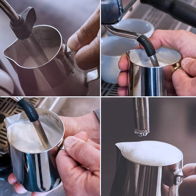 SIKEMAY Milk Frothing Pitcher Cup, 20oz/600ML Milk Frother Cup Stainless Steel Steaming Pitcher Milk Jug Coffee Latte Art Cappuccino Espresso Machine Accessories for Barista Steam Pitchers Tools