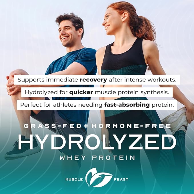 Muscle Feast Hydrolyzed Whey Protein Powder, Grass Fed and All Natural Hormone-Free, Hydro Whey Powder for Men and Women, Gluten Free, Non-GMO, Delicious Hydrolyzed Protein Powder, Unflavored, 5lb