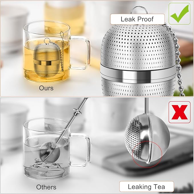 Numola Tea Ball Infuser for Loose Tea, Extra Fine Mesh Tea Strainer with Drip Tray, 304 Stainless Steel Tea Steeper for Black Tea, Rooibos, etc
