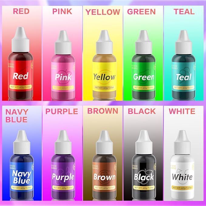 Gel Food Coloring for Cake Decorating - 40g Concentrated Assorted Edible Colors - Vibrant Tasteless Food Dye Professional-Grade Dye for Easter Eggs Fondant Cookies Frosting Royal Icing Baking - Purple