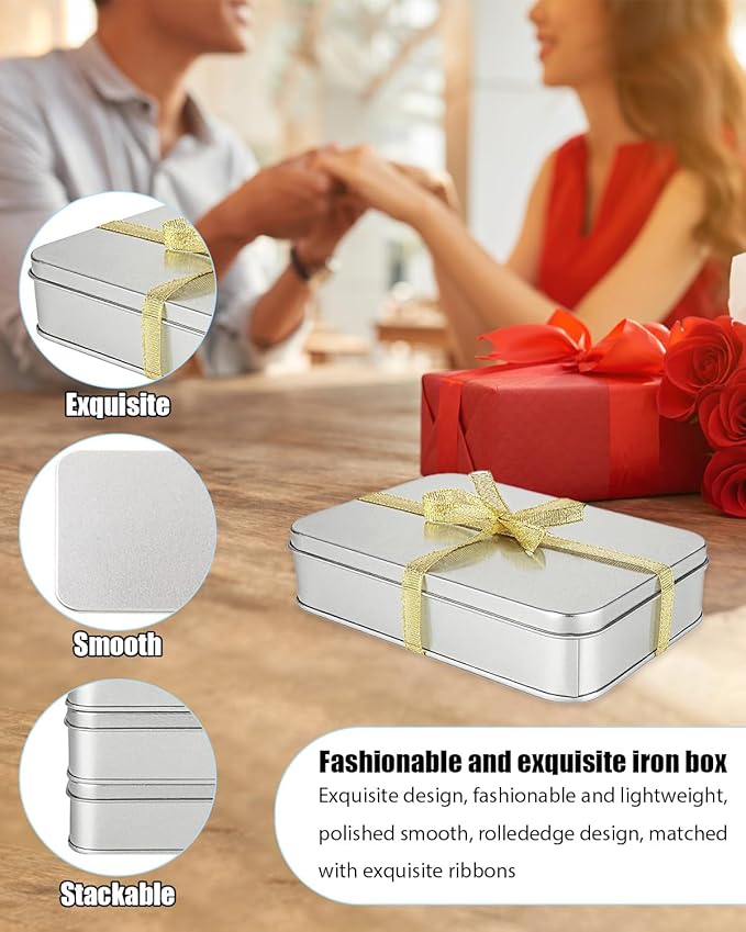 Metal Tins Box With Lid, 8 Pack Cookie Tins With Lids Tin Containers With Lids For Treats, Gifts, Favors, Candle And Crafts (4.2 x 2.75 x 2.36)
