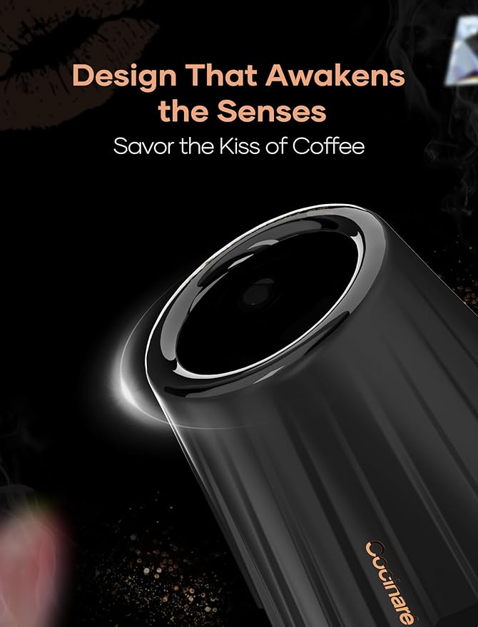 Cocinare KissCup Ceramic Espresso Cup – 2.2oz Demitasse Cup for Espresso, Pour-over coffee & Tea, Nebula Black, Ceramic Collection