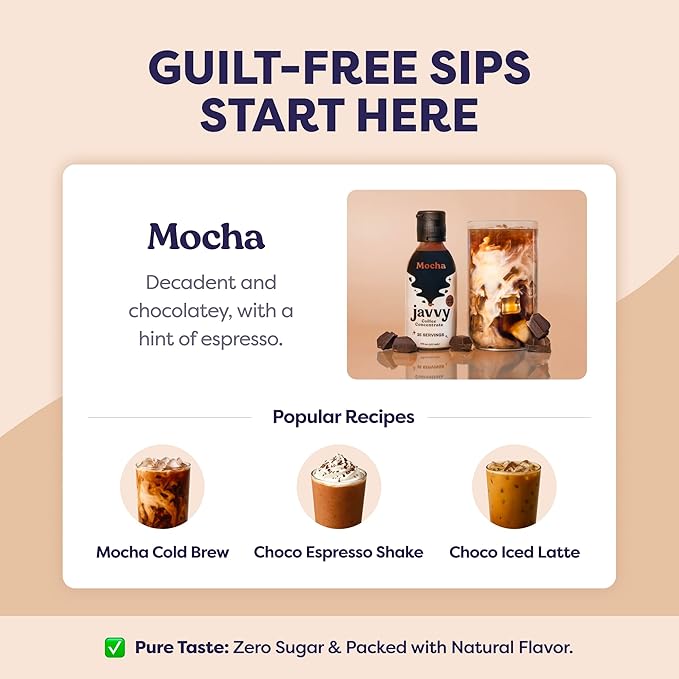 Javvy Coffee Concentrate - Cold Brew Coffee, Perfect for Hot or Iced Instant Coffees, Hot Drinks, Cold Brew Concentrate - Original & Mocha