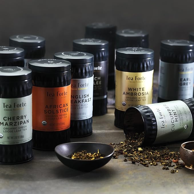 Tea Forte Harvest Apple Spice Premium Organic Loose Leaf Caffeine-Free Herbal Tea Blend Canister, Makes 35-50 Cups