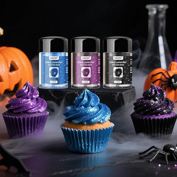 Edible Glitter for Drinks, 3 Colors Luster Dust Edible Set, 5g Food Grade Drink Glitter for Cakes Cookies Drinks Chocolate Decoration