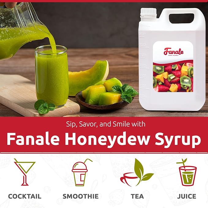 Fanale Premium Flavoring Concentrated Syrup for Bubble Tea 11 lb | Honeydew Flavor Syrup | for Boba Tea, Smoothies, Slushes, Desserts | 11lb | SRP070
