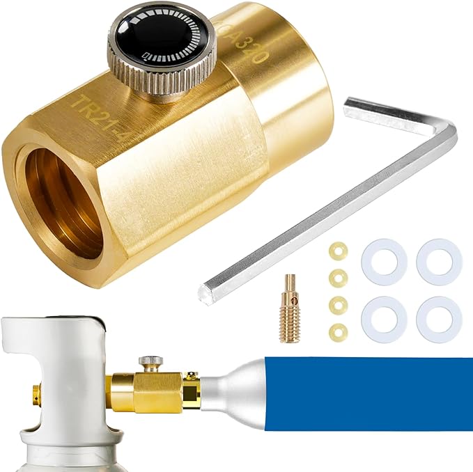 CO2 Cylinder Refill Adapter for CGA320 CO2 Tank to Refill TR21-4 CO2 Canister, CO2 Refill Station Connector Kit Compatible with FIZZI ONE TOUCH JET Soda Maker