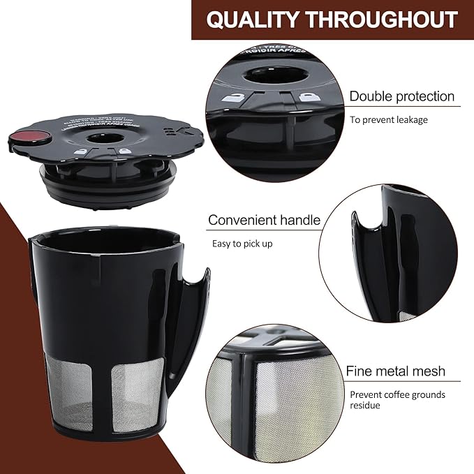 Sikawai My K Cup Reusable Coffee Pods Filter Fit for Keurig 2.0 K200 K250 K300 K350 K400 K450 K460 K475 K500 K550 K560 K575 Brewers Pack of 2 119367 with Cleaning Brush SIZE:2.5 * 2.4