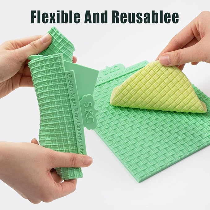 KALAIEN Sweater Texture Fondant Impression Mats Knit Fondant Embosser Texture Mats for Clay Cake Decorating Molds 1Pcs(Style 3)