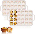 Silicone Mini Muffin Pan, 24 Cups Muffin Tin Baking Mold With Reinforced Stainless Steel Frame Inside, Nonstick Bakeware Cupcake Pan BPA Free, 2PCS