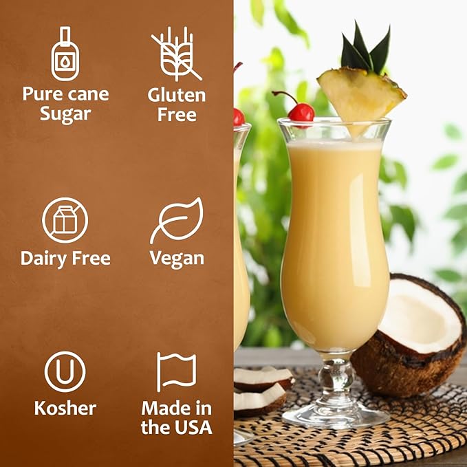 Syruvia Pina Colada Syrup - Premium Flavoring Syrup for Tea, Italian Sodas, Beverages, Desserts, Ice Cream, Cocktails & Mocktails - Kosher, Gluten Free - 25.4 fl oz.
