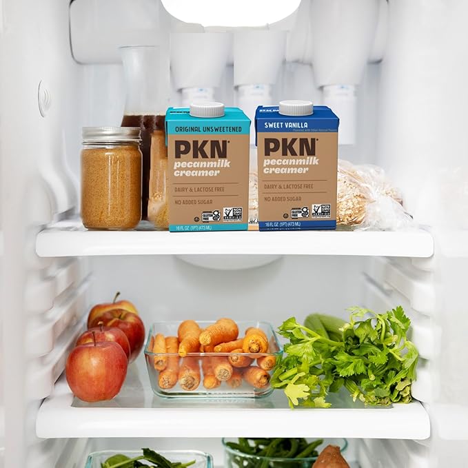 PKN Original Non Dairy Coffee Creamer Milk Alternative, Made from Real American Pecans, Plant-Based Nut Milk, Without Added Sugars and No GMOs, Lactose Free, 2-Pack Variety