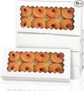qiqee 12x5.5x2.5 Inch White Cookie Box with Window 15 Packs Two Uses Pastry Biscuit Bakery Box for Packaging