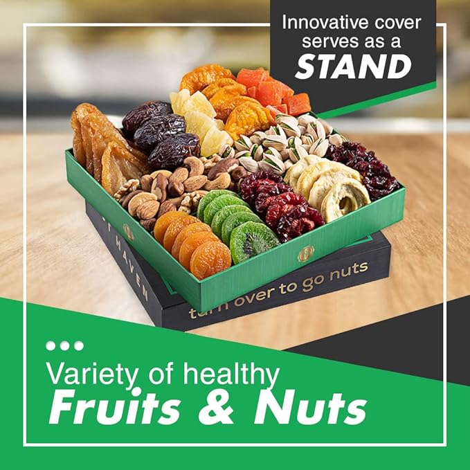 Thanksgiving Dried Fruit & Nuts Gift Basket - Fresh Dried Fruit & Nuts Gift Basket - Assorted Food Gift Box for Christmas, Holiday, Family, Sympathy, Men & Women.