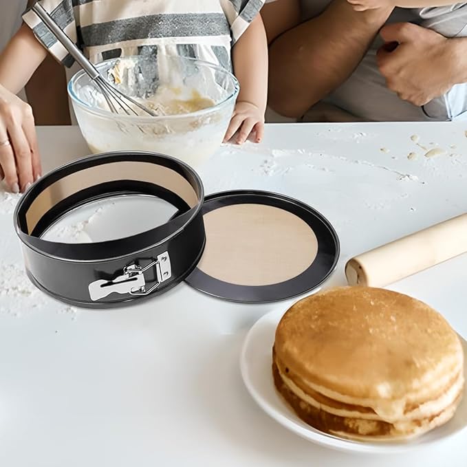 Silicone Baking Mat 9-Inch Nonstick & Reusable, Dishwasher/Oven Safe Cookie Sheet Protector for Cheesecakes, Cookies, Pizza, Bread, Macarons & Pastries (2 Set)