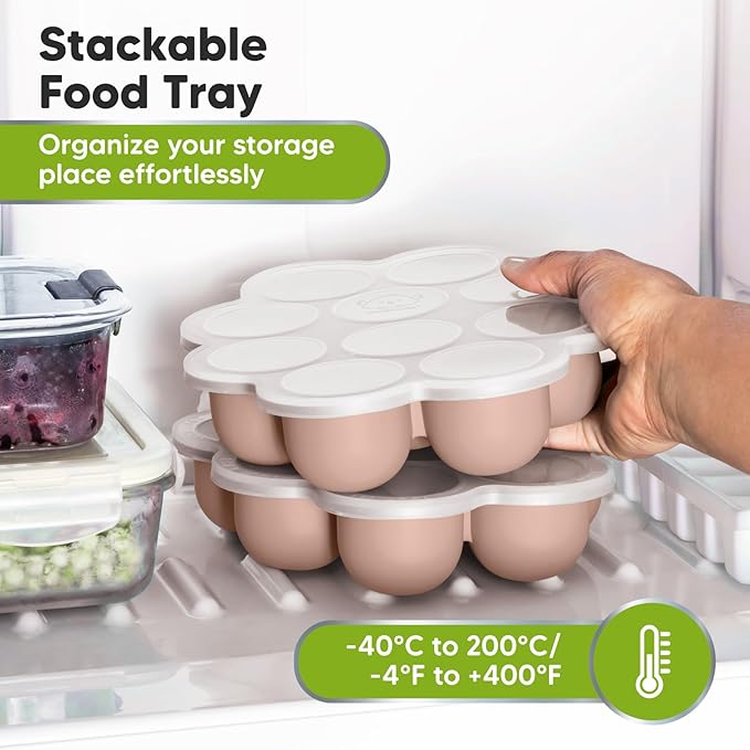 KeaBabies Silicone Food Freezer Trays with Lid, 2oz x 10 Pods Baby Food Storage Containers, Easy Puree Meal Prep, Breast Milk Silicone Freezer Molds, Dishwasher,Microwave Safe,BPA-Free Tray(Dusk)