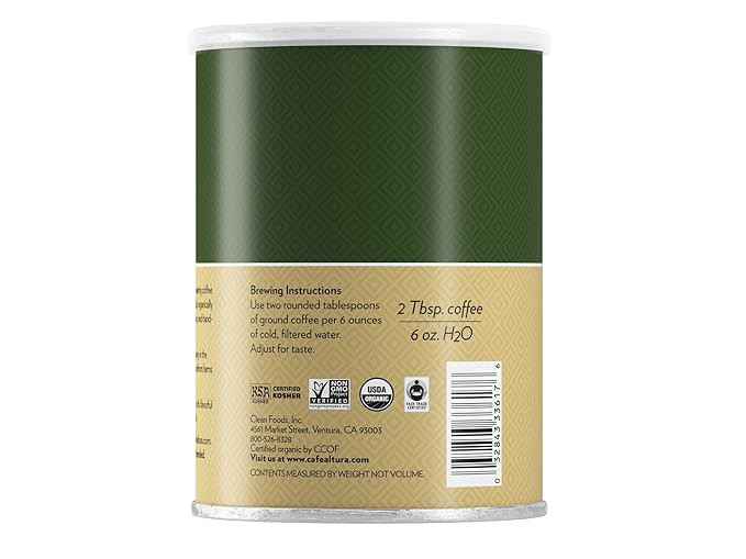 Cafe Altura Organic Coffee, Fair Trade Dark Blend, Ground Coffee, 12 Ounce Can