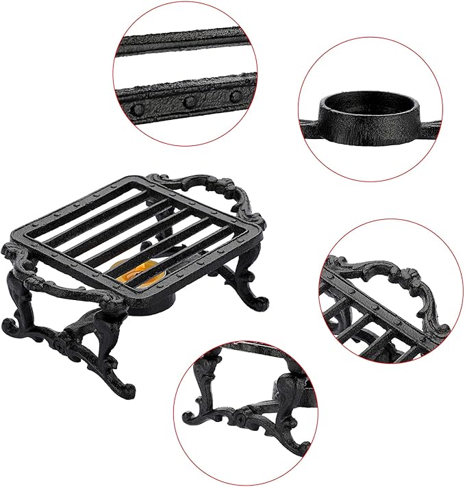 Sumnacon Tea Warmer Cast Iron Tea Pot Warmer with Tealight Candle Holder Sturdy Functional Teapot Warmer Stand for Office Party or Desk RetroTea Pot Heater for Heating Milk,Tea,Coffee,Food