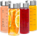 Glass Juice Bottles 4 Pack 16 oz - Wide Mouth Glass Water Bottles with Lids - for Juicing, Smoothies, Milk, Protein, BPA Free, Reusable, Stainless Steel Lids, Leak Proof, Shaker bottle [16oz/500ml]