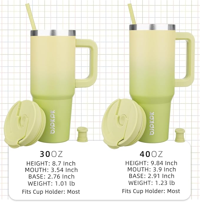 BJPKPK Tumbler With Handle And Straw 40oz Insulated Tumbler Cups With Lid Stainless Steel Travel Coffee Mug,Lime