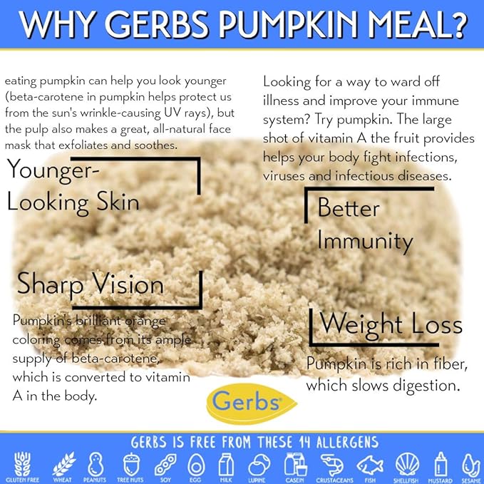 Gerbs Ground Pumpkin Seed Meal, 2 LBS - Top 14 Food Allergy Free & NON GMO - Vegan & Keto Safe – Cold Milled Full Oil Seed Protein Powder