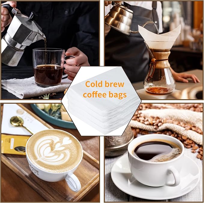 100 Pack Cold Brew Coffee Filters, 20" X 20" Commercial Cold Brew Filters, Filter Bag for Brew Up To 5 LBS Coffee, 5 Gallon Coffee Filter