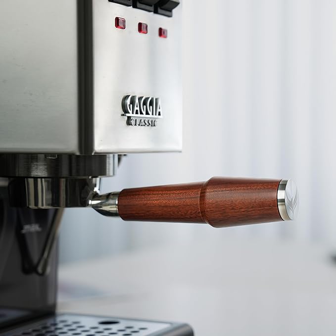 58mm Bottomless Portafilter For Gaggia Classic Pro, E24, GT and Evo Models Rosewood Handle Naked Porta Filter 58 mm & 18-21 Gram Filter Basket Included