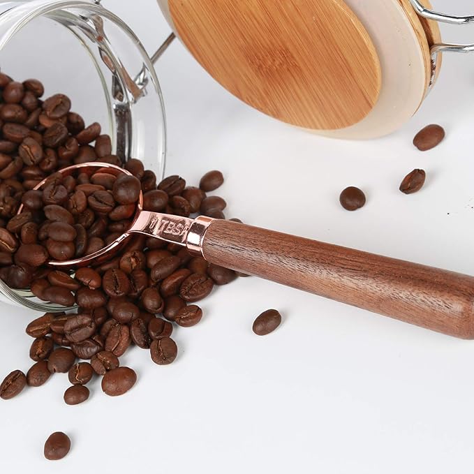 KKC HOME ACCENTS Coffee Scoop for Ground Coffee 1 Tablespoon,Tea Scoop for Loose Tea,Wood Long Handle Coffee Bean Scoop, Long Handle Coffee Measuring Spoon,Gold,1 tbsp,6.7 inch
