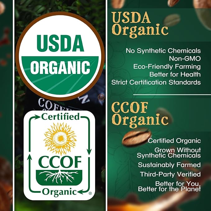 The Bean Organic Coffee Company Premium Espresso, Dark Roast, Whole Bean Coffee, 16-Ounce Bags (Pack of 2)