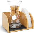 HEXNUB – Caddy for Pour Over Coffee Makers, Bamboo Stand fits Chemex, Bodum, Cosori Carafes, Heatproof Mat, Filter Holder for Coffee Brewing - Black Mat