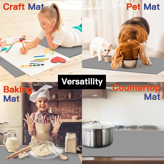 Silicone Mats for Kitchen Counter, 47.3"x23.6"x0.08" Largest Heat Resistant Mat Kitchen Island Waterproof 2MM Thick Countertop Protector Mat Nons-slip Extra Large Counter Mat (Green)